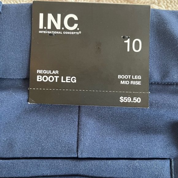 INC Navy Boot Leg Mid Rise Pants Trousers Women’s Size 10 - Picture 8 of 15